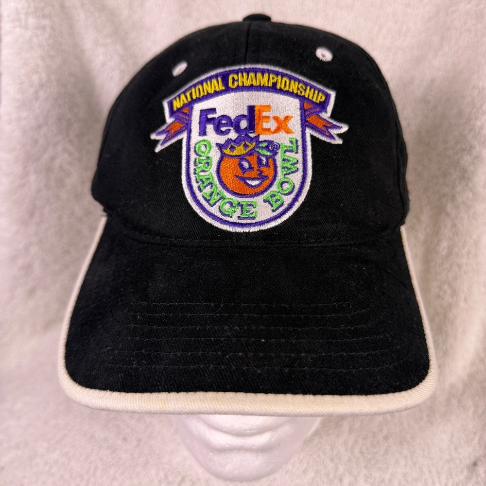 Rare Mens Hat 2001 Orange Bowl Fedex Cap Black Logos College‎ Football
